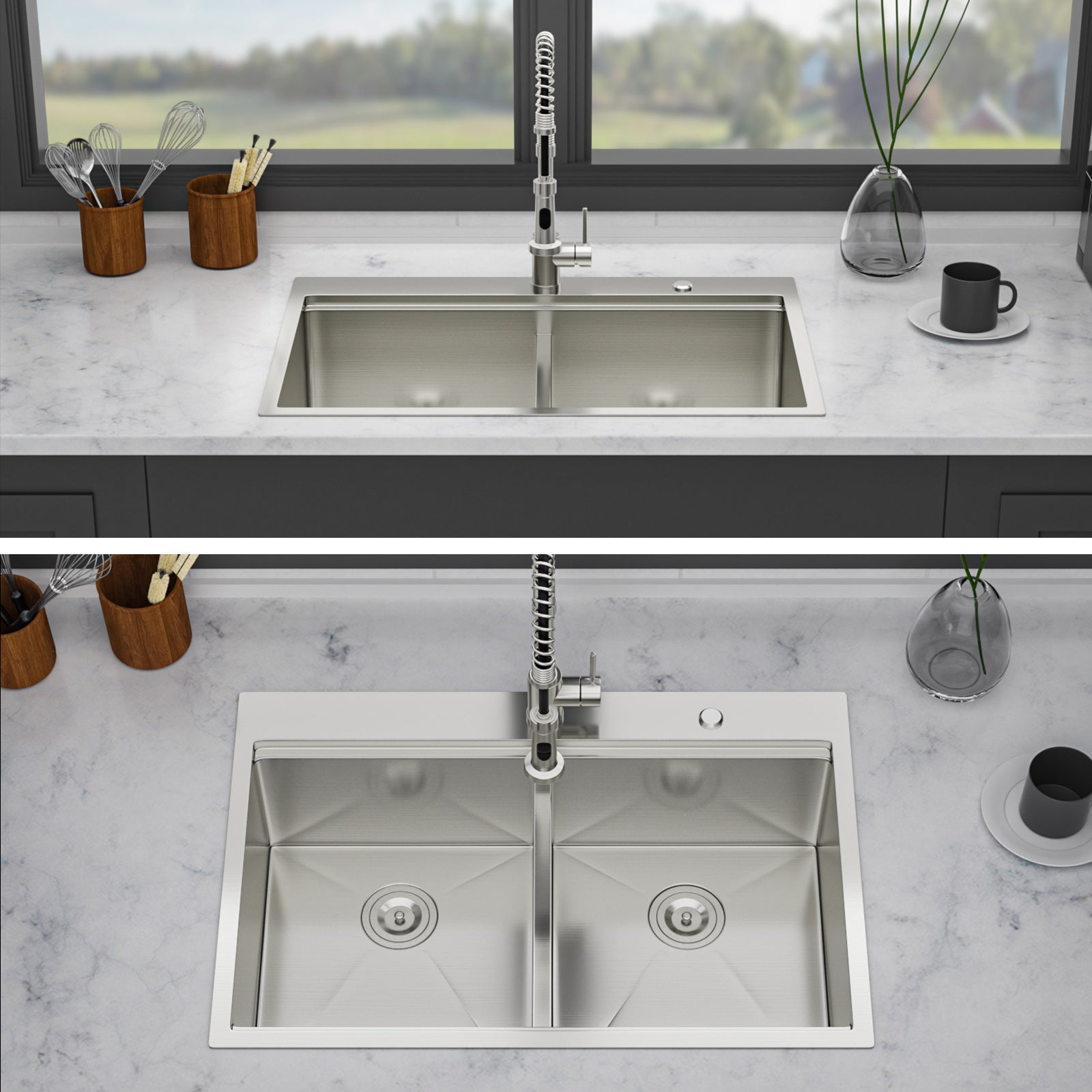 Topmount Drop in Kitchen Sink - Double Bowl (50/50)