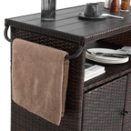 Outdoor Wicker Bar Cart, Patio Wine Serving Cart