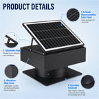 14" Adjustable Square Solar Roof Exhaust Fan