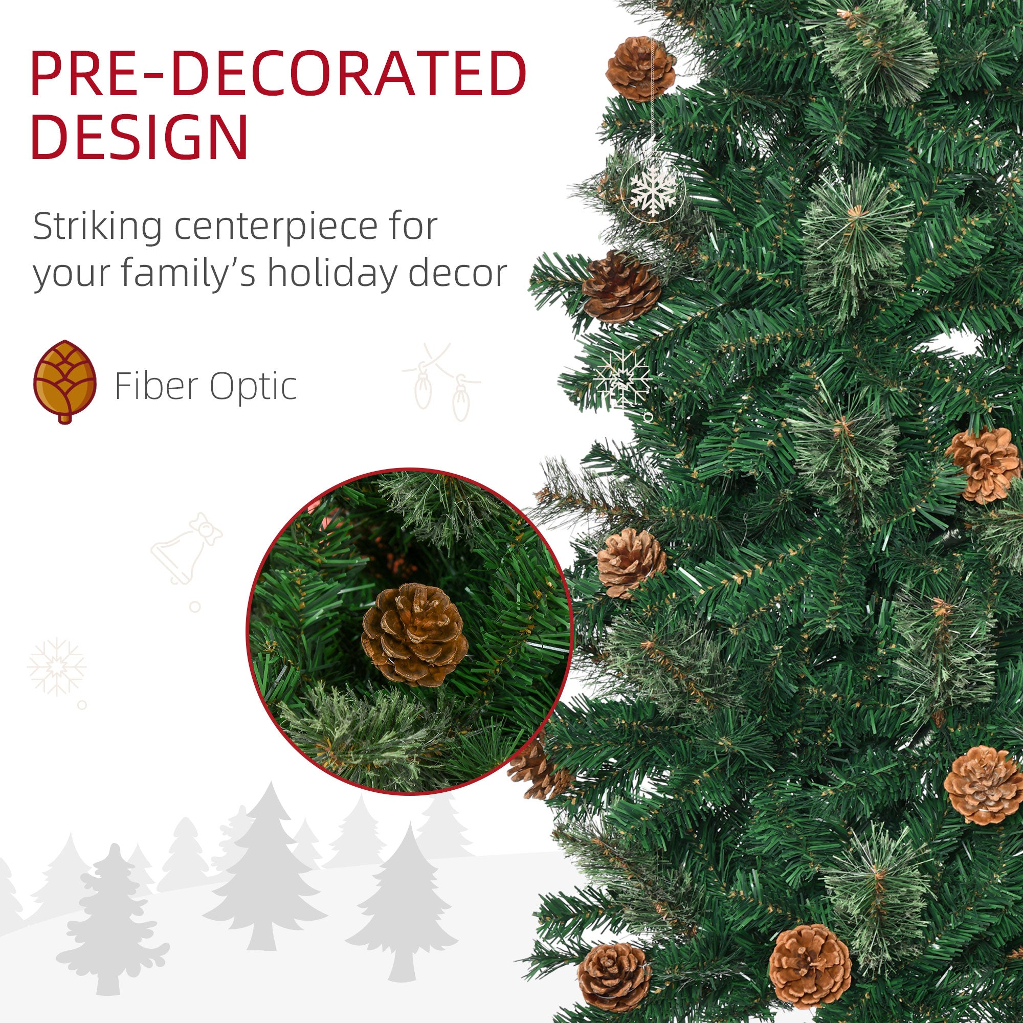 HOMCOM 7.5 Foot Pencil Christmas Tree