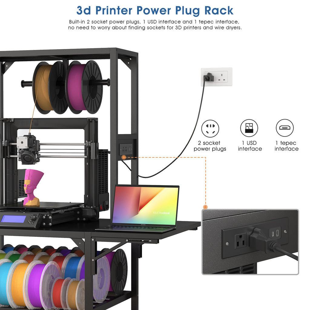 Heavy Duty 3D Printer Stand with Filament Storage Rack