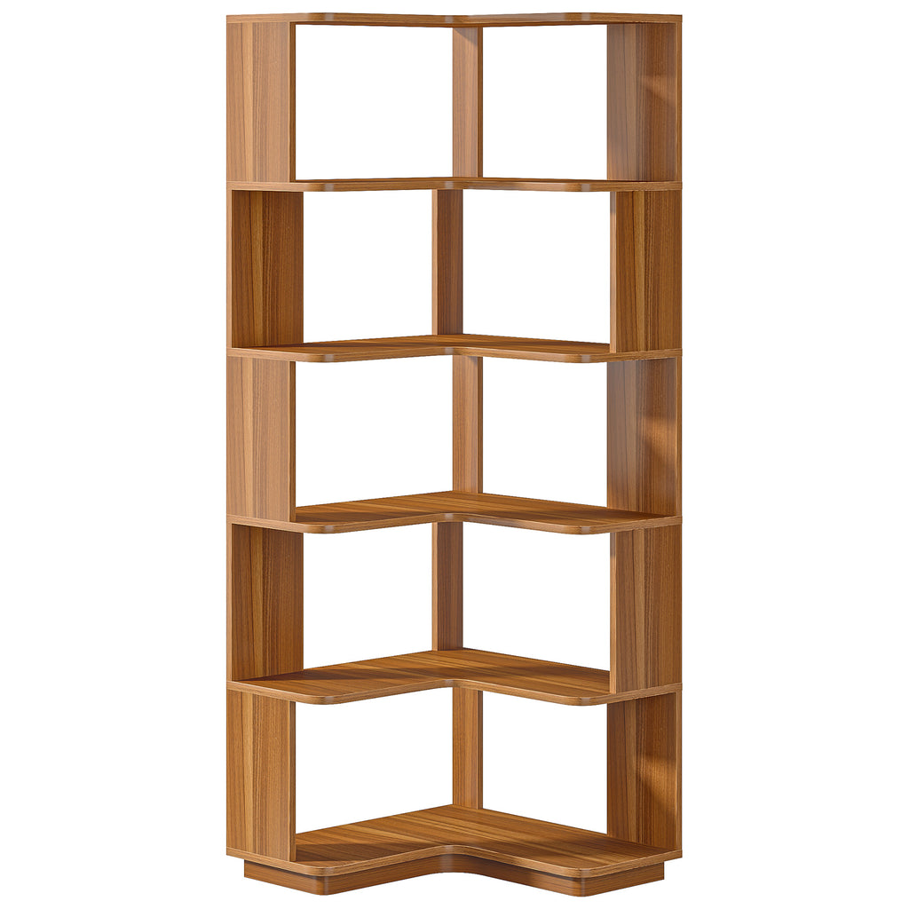 64.96" Tall 6 Tier Corner Bookshelf