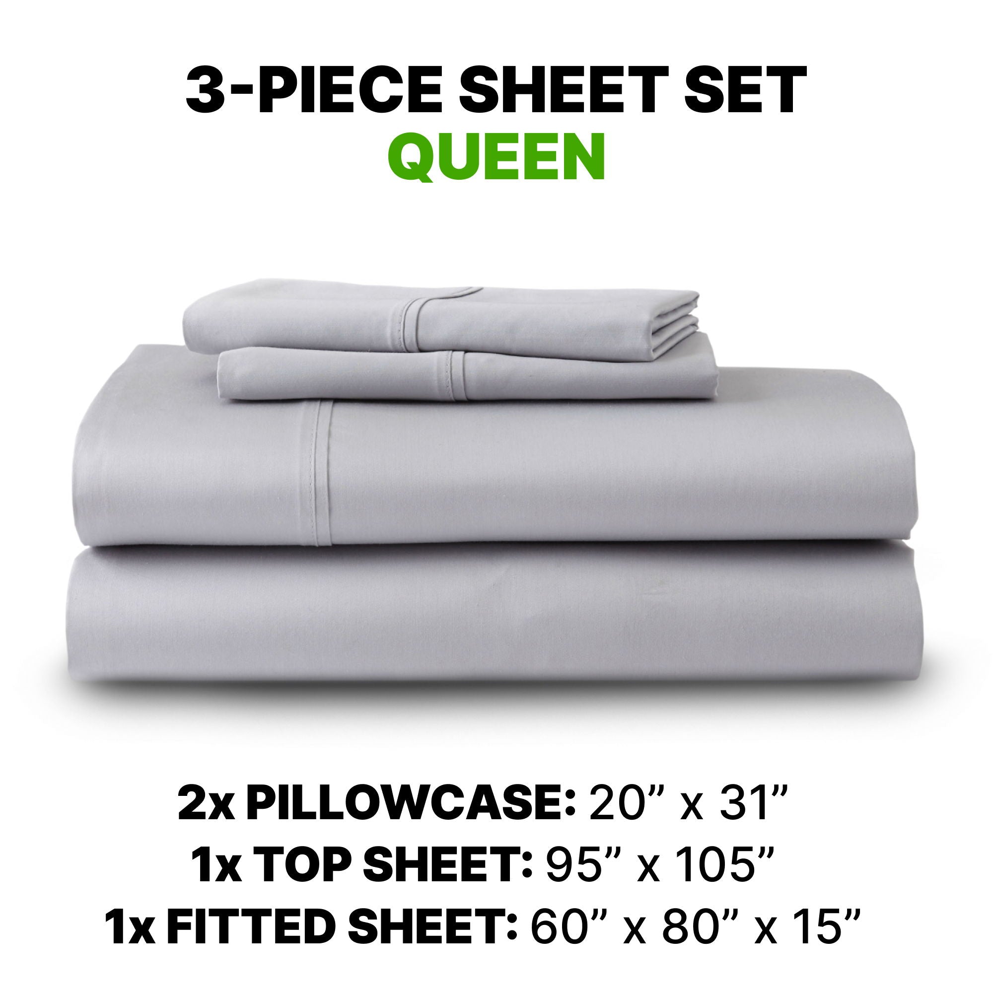 Sheet Set Luxurious Supima, Wrinkle Resistant, Breathable, With 2 Ghostgrip Band