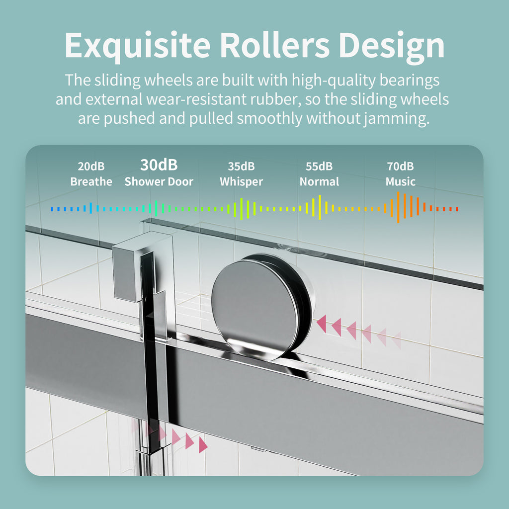 Frameless Single Sliding Soft-Close Shower Doors 68-72" W
