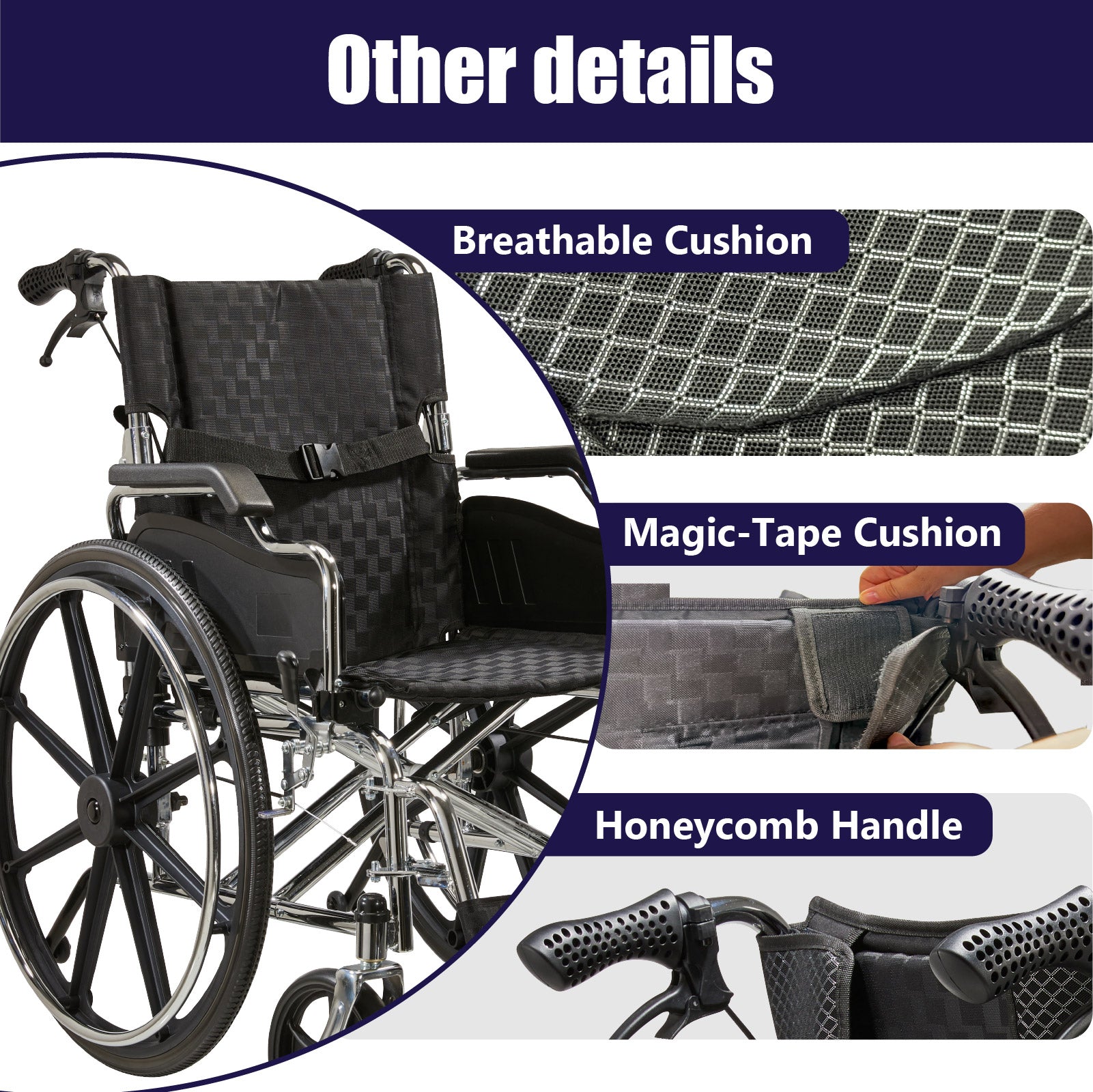 Folding Manual Transport Wheelchair, 18" Seat
