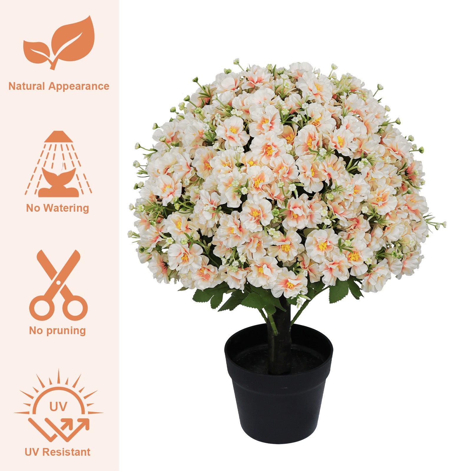 24-Inch Faux Flower Artificial Snow Lotus Potted Plant