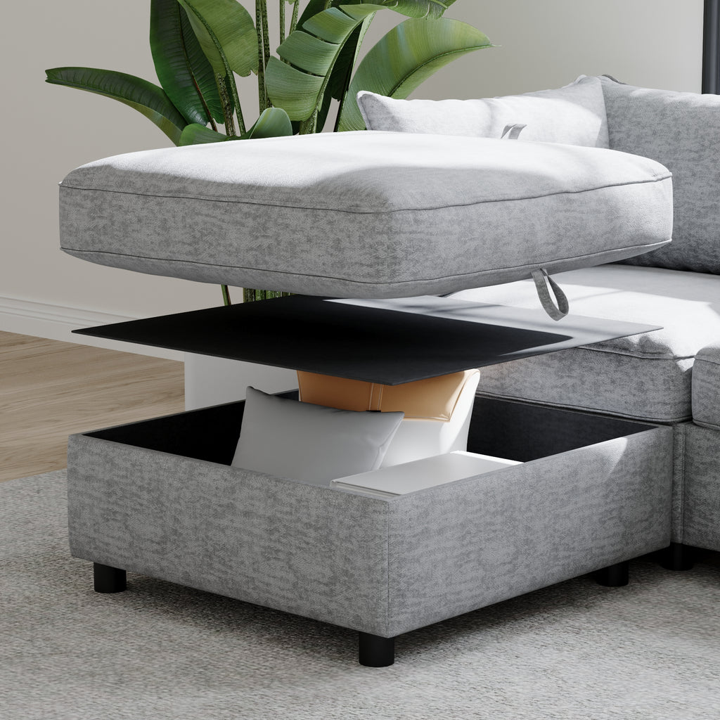 Modular Sectional Sofa, Convertible with Storage