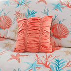 7 Piece Cotton Sateen Comforter Set Coral Queen