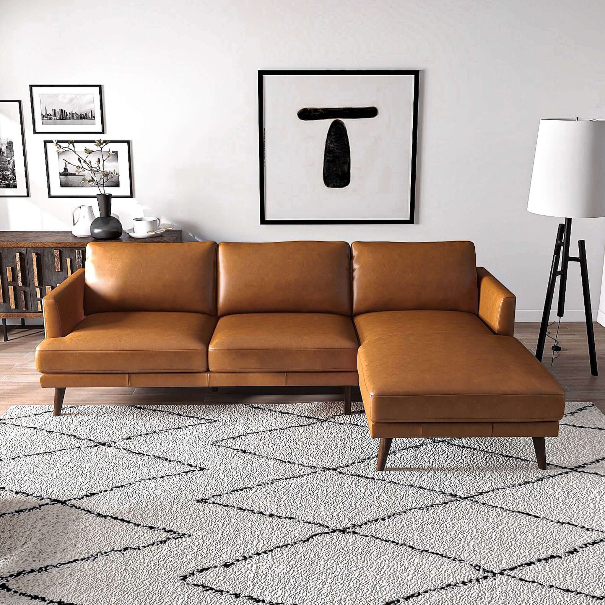Lore L-Shaped Genuine Leather Sectional