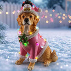 Christmas Golden Retriever Statue, Holiday Dog Figurine