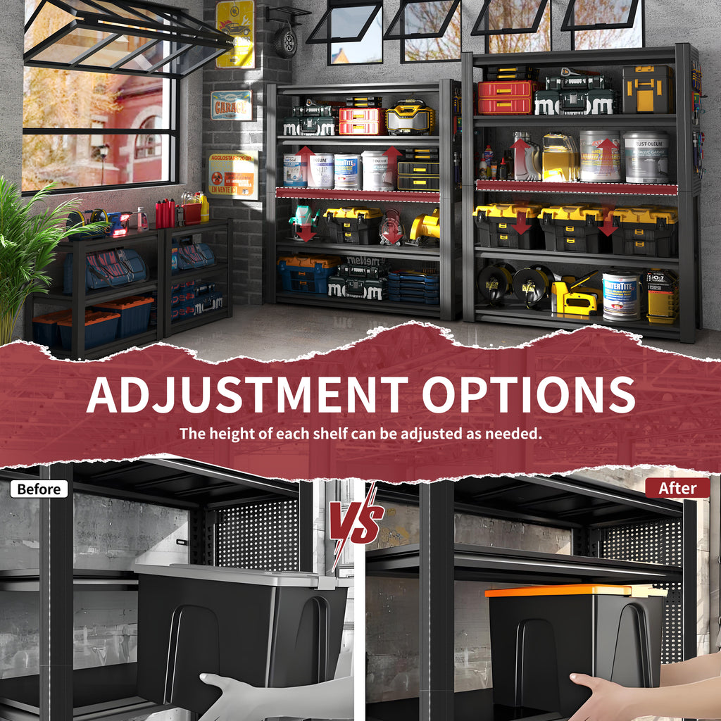Adjustable Heavy-Duty Metal Shelving Unit – 78"H, 5-Tier