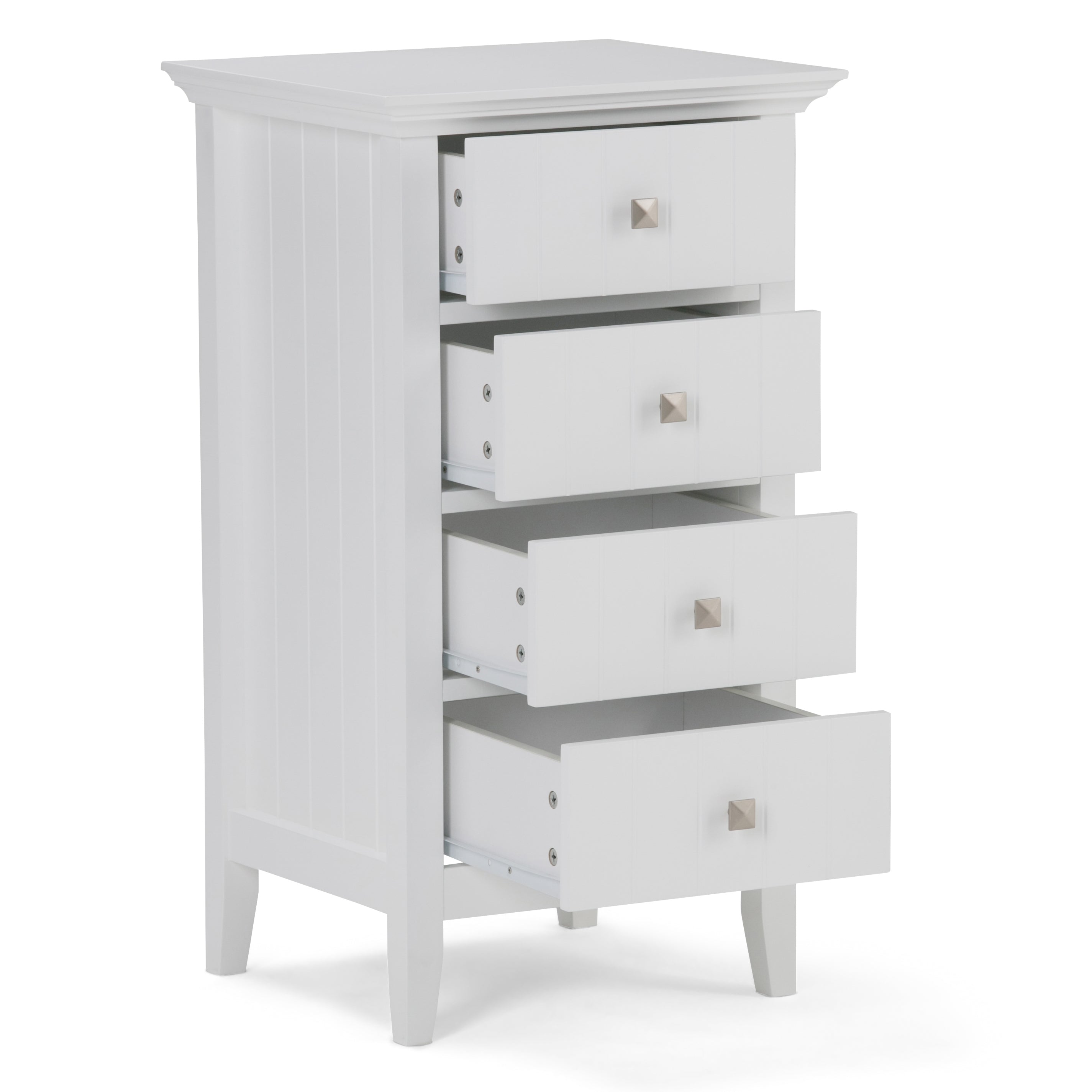Acadian 18 Inch Wide Solid Wood Four Drawer Floor Storage Cabinet