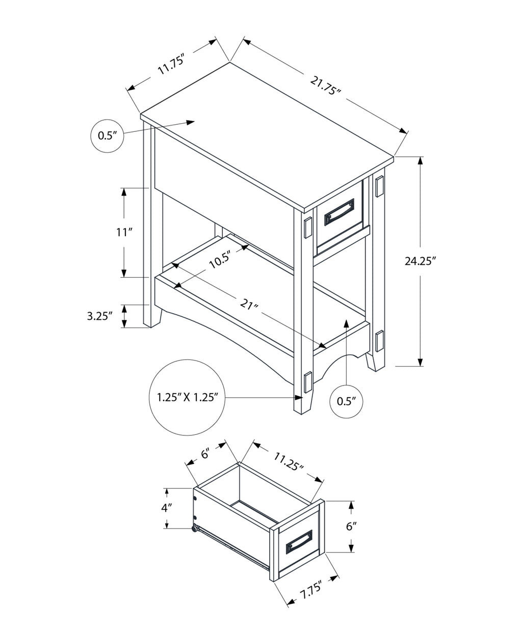 Accent Table with Storage Drawer