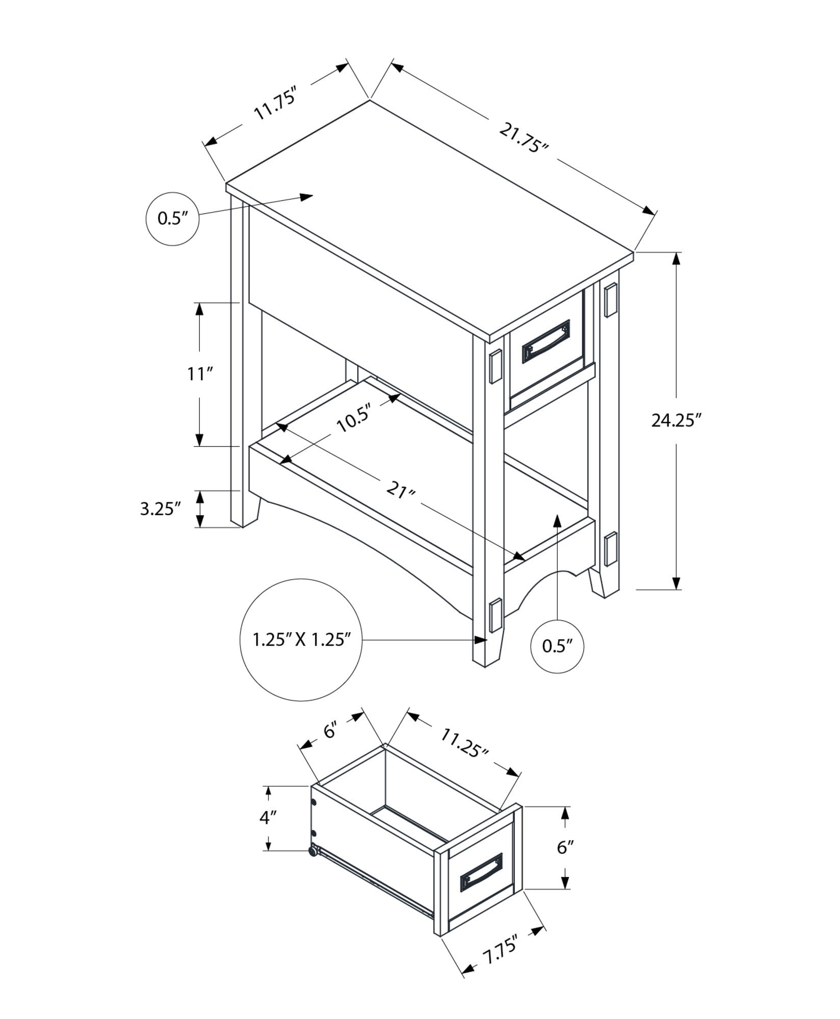 Accent Table with Storage Drawer
