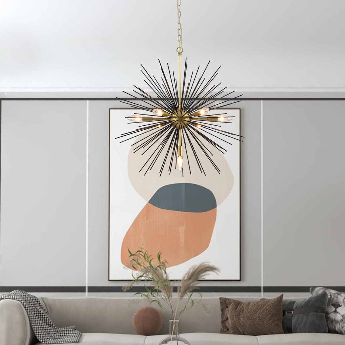 Sputnik Chandelier, 7-Light Satellite Pendant, 25.6-Inch, Gold or Black