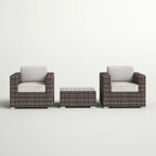 Fully Assembled 2-Person Rattan Wicker Seating Set with Cushions