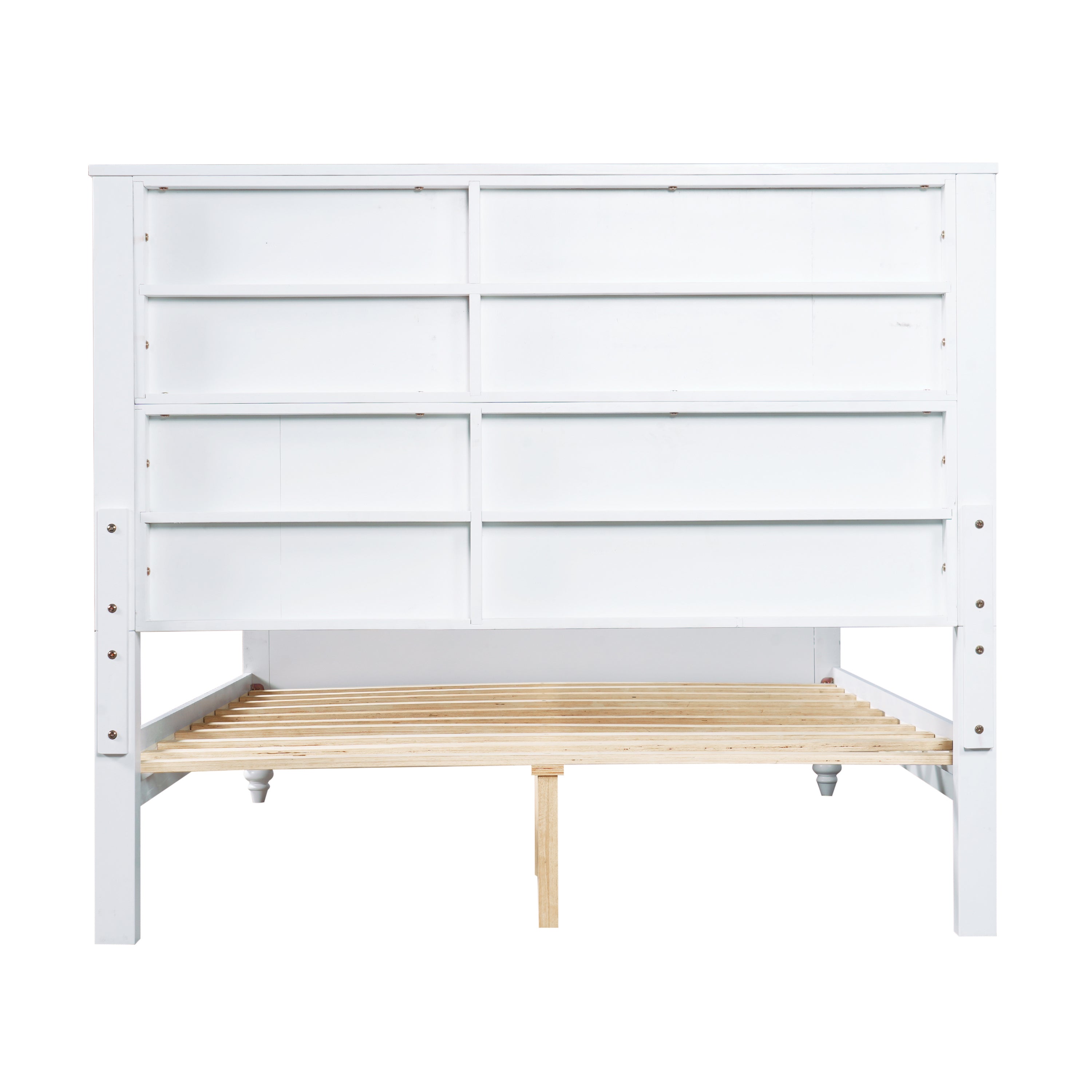 White Queen Size Bed Frame - Solid Wood & MDF