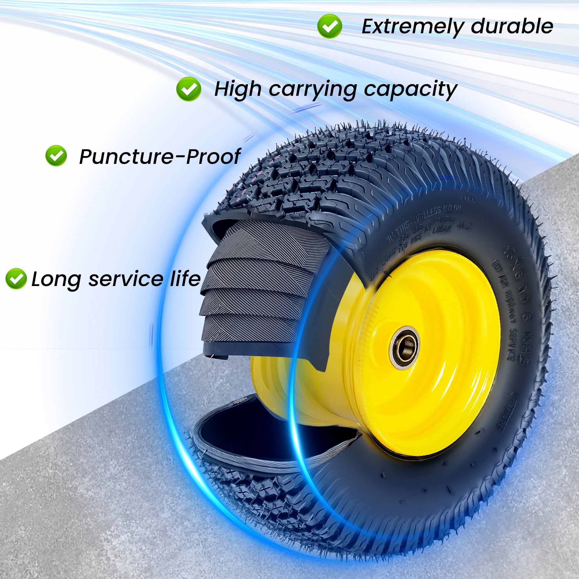 Set of 2 Lawn Mower Tires and Wheel Assembly