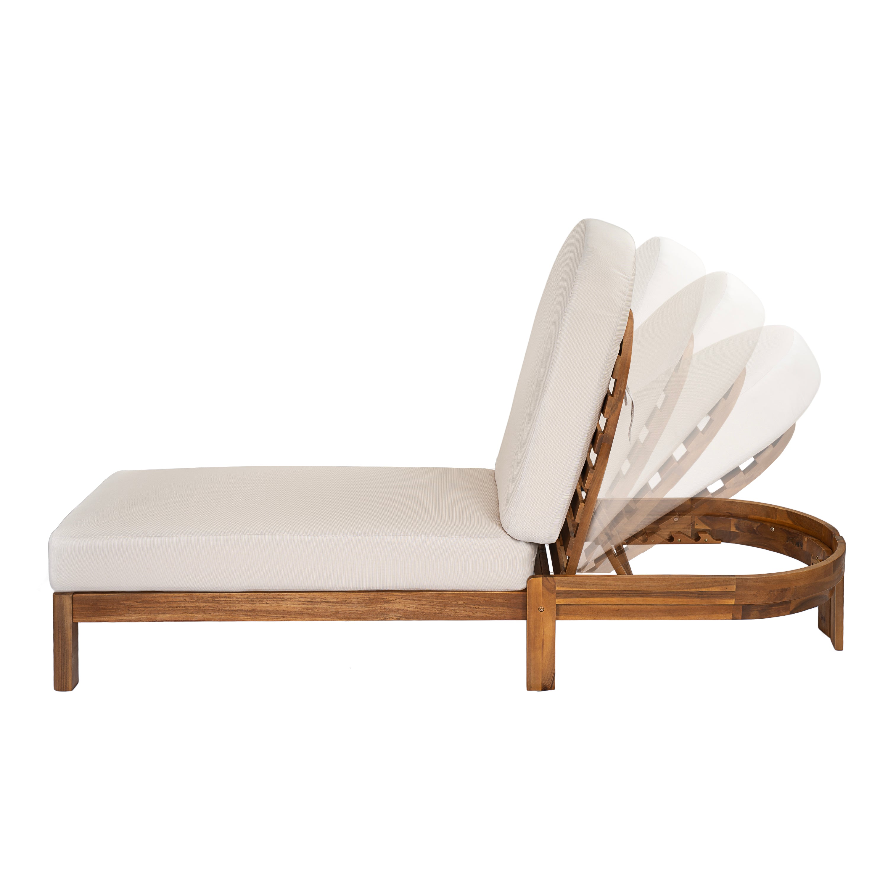 Patio Acacia Wood Chaise Lounge Chairs with Adjustable Backrest - Set of 2