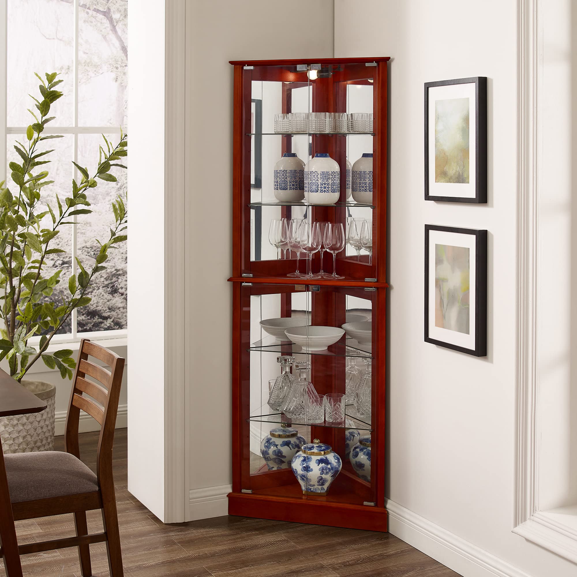 Corner Curio Display Cabinet with Lights