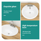 20"x18" White Ceramic Oval Drop In Bathroom Sink