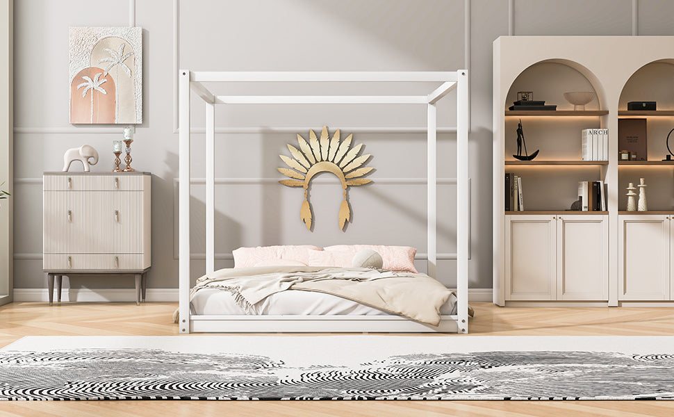 King Size Canopy Platform Bed with Support Legs