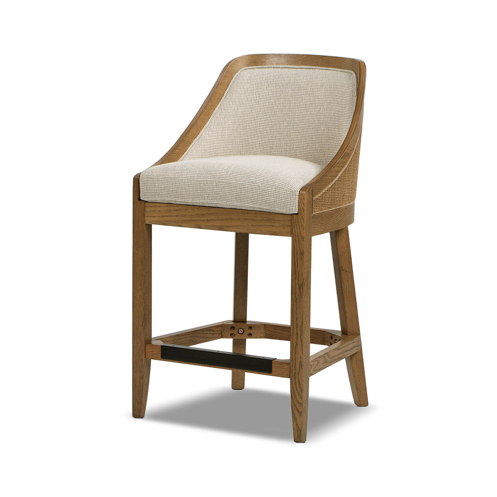 Charleston 27" Cane Counter Stool, Beige Performance Fabric
