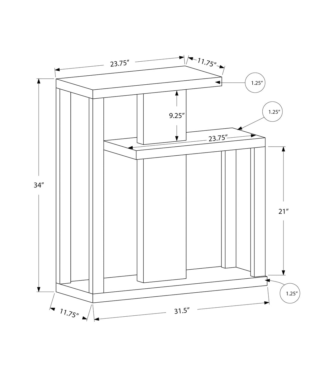 Narrow Accent Table for Living Room and Entryway