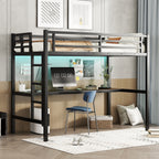 Metal Twin XL Loft Bed with Power Outlet and LED Light