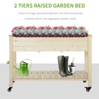 Outsunny Raised Garden Bed with Lockable Wheels