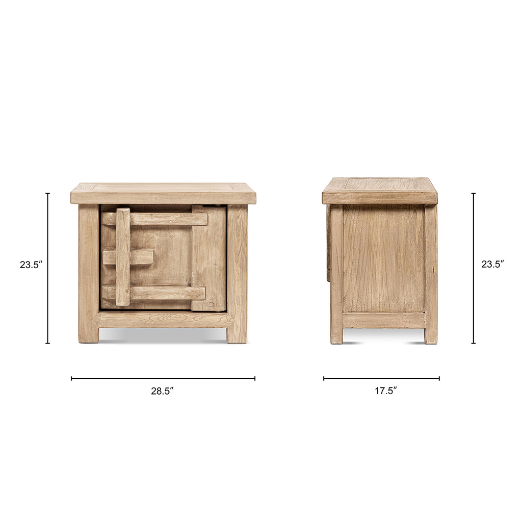 Rowan 28.5" Solid Reclaimed Pine Wood Left Side Table, Heritage Light