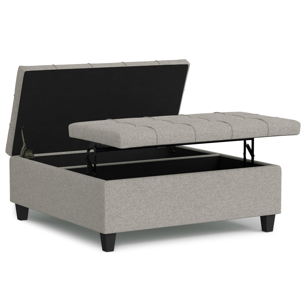 Harrison 40 Inch Wide Large Square Coffee Table Storage Ottoman