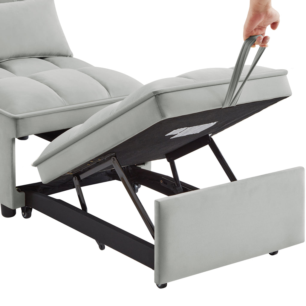 4 In1 Multi-Function Single Sofa Bed with Storage Pockets