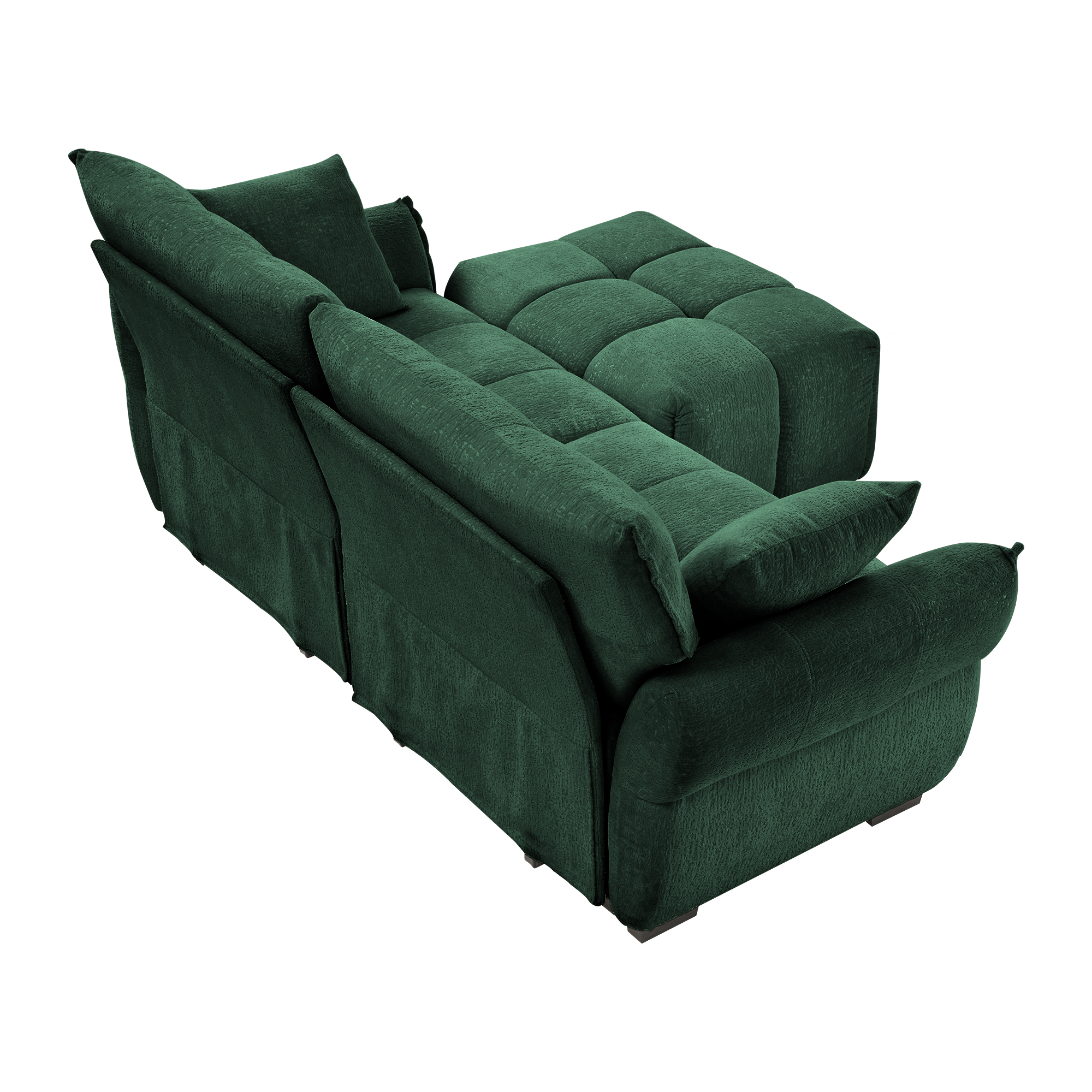 Modern Chenille Fabric 2-Seater Sofa With Ottoman