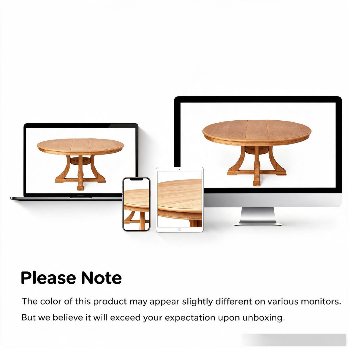 7-Piece Round Extendable Solid Wood Dining Table & Chairs Set