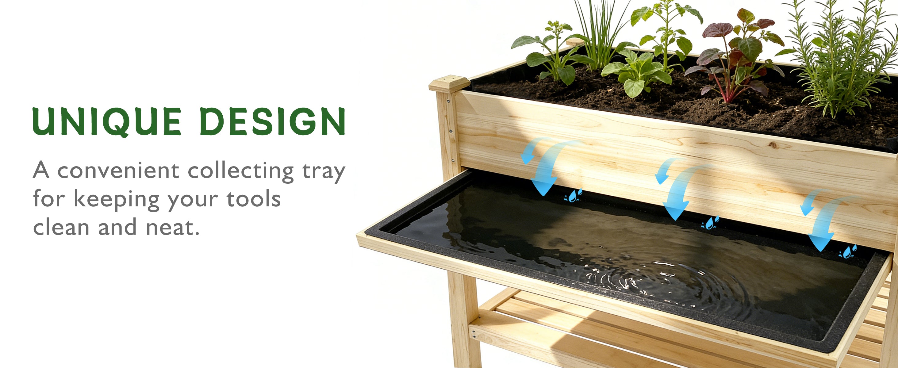 Raised Garden Bed 48x23x31.1-inch Elevated Wood Planter