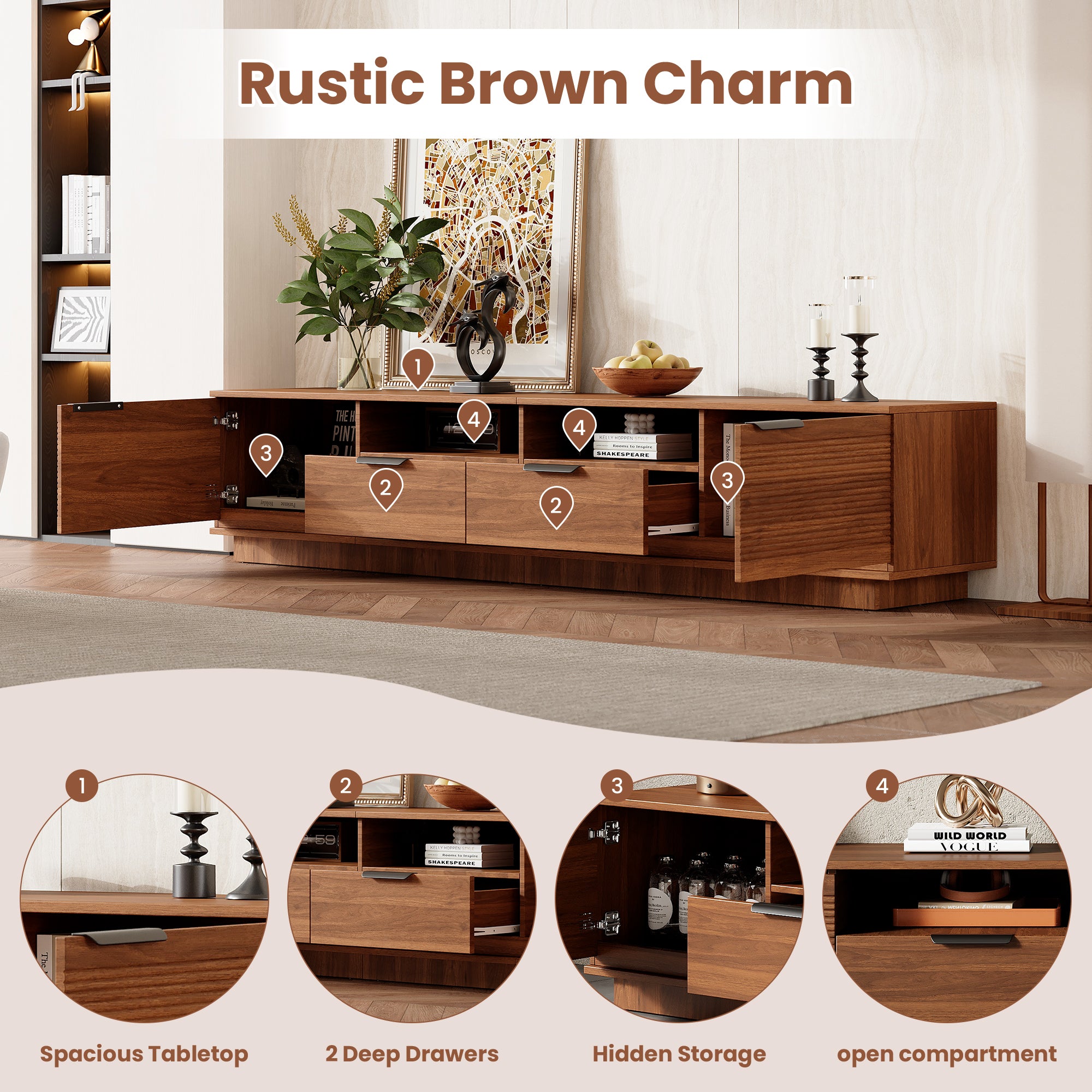 78 Inch Modern TV Stand for TVs up to 85"