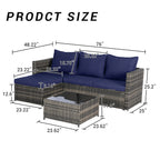 2 Pieces Patio Furniture Set, Outdoor Woven Sectional