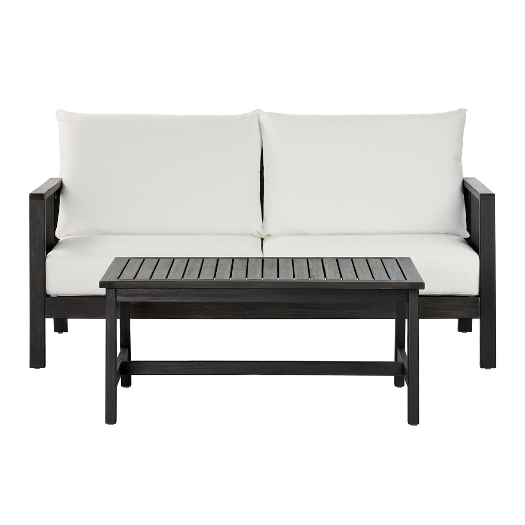 2 Piece Sofa Set with Cushions Outdoor Loveseat & Coffee Table Set