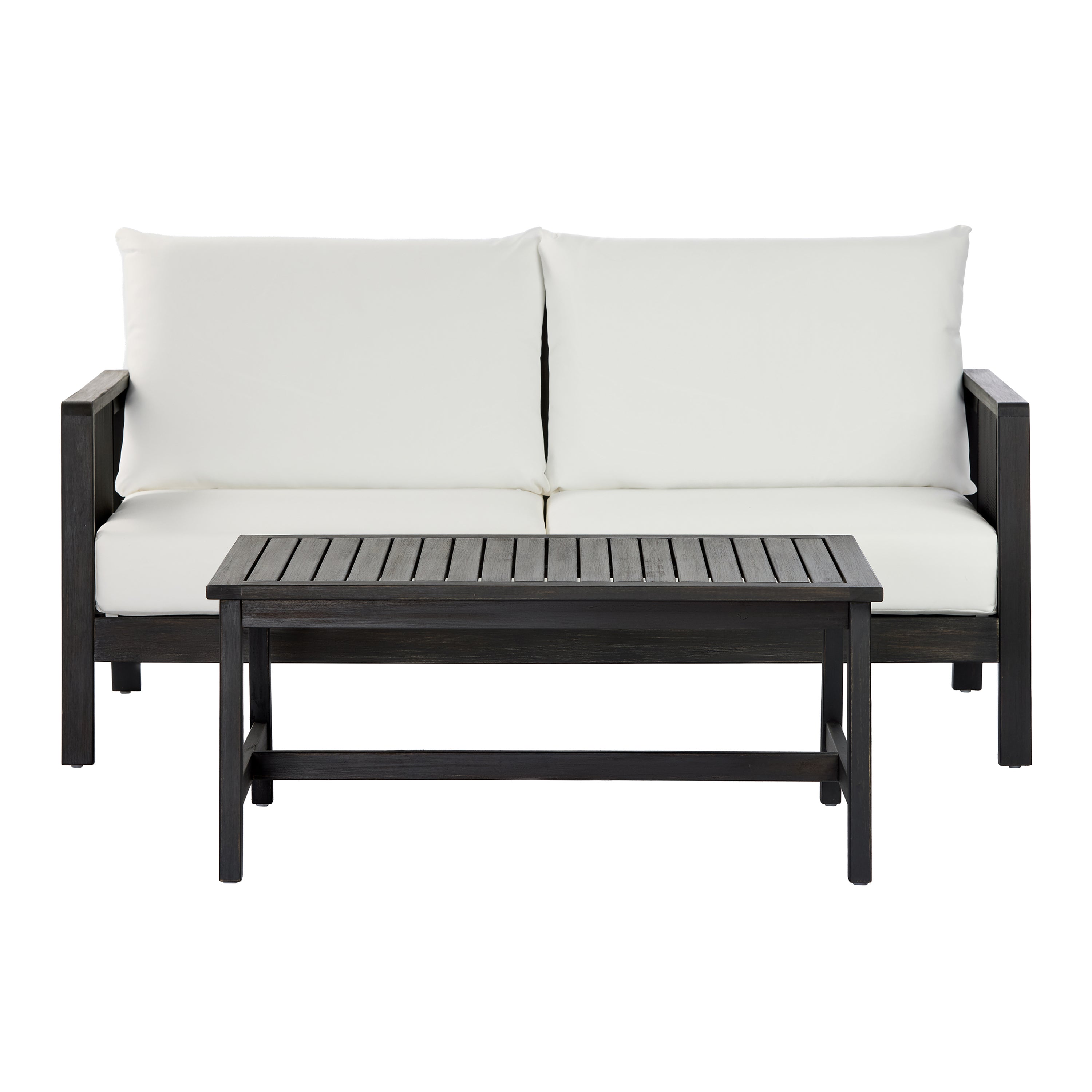 2 Piece Sofa Set with Cushions Outdoor Loveseat & Coffee Table Set