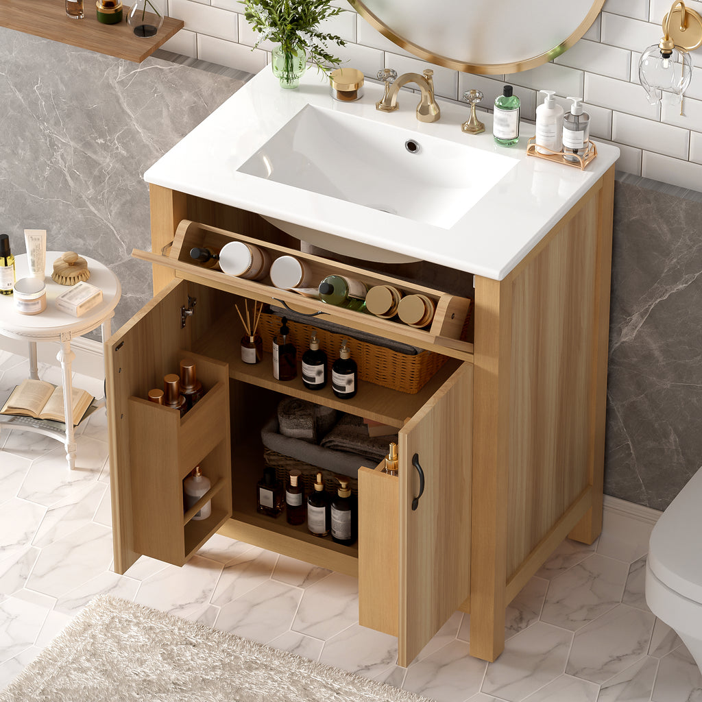 30" Wood Bathroom Vanity with Solid Wood Frame