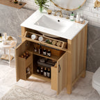 30" Wood Bathroom Vanity with Solid Wood Frame