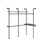 Industrial Pipe Clothing Rack with LED Lights & Shelves