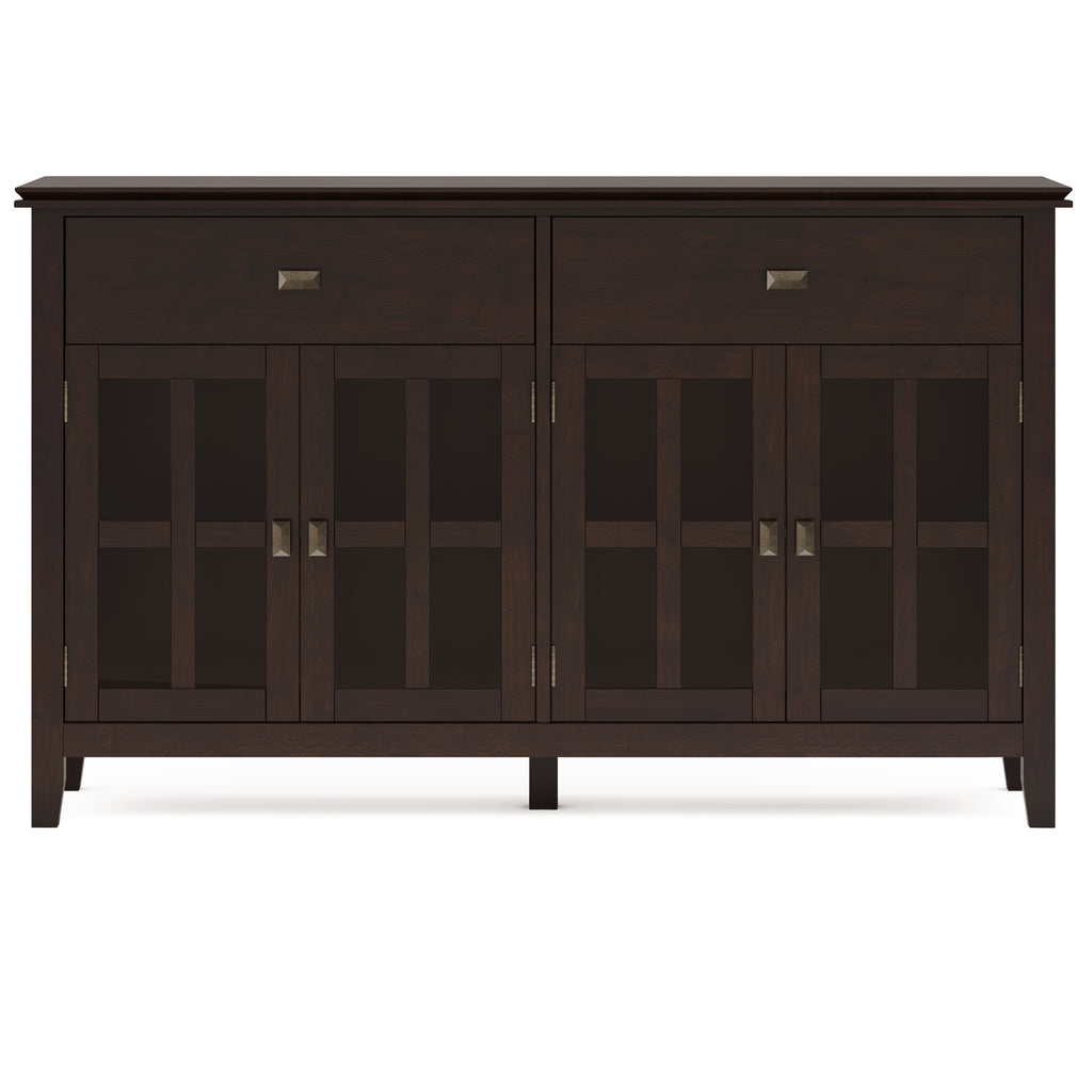 Artisan Solid Wood Large 4 Door Sideboard Buffet in Dark Chestnut