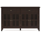 Artisan Solid Wood Large 4 Door Sideboard Buffet in Dark Chestnut