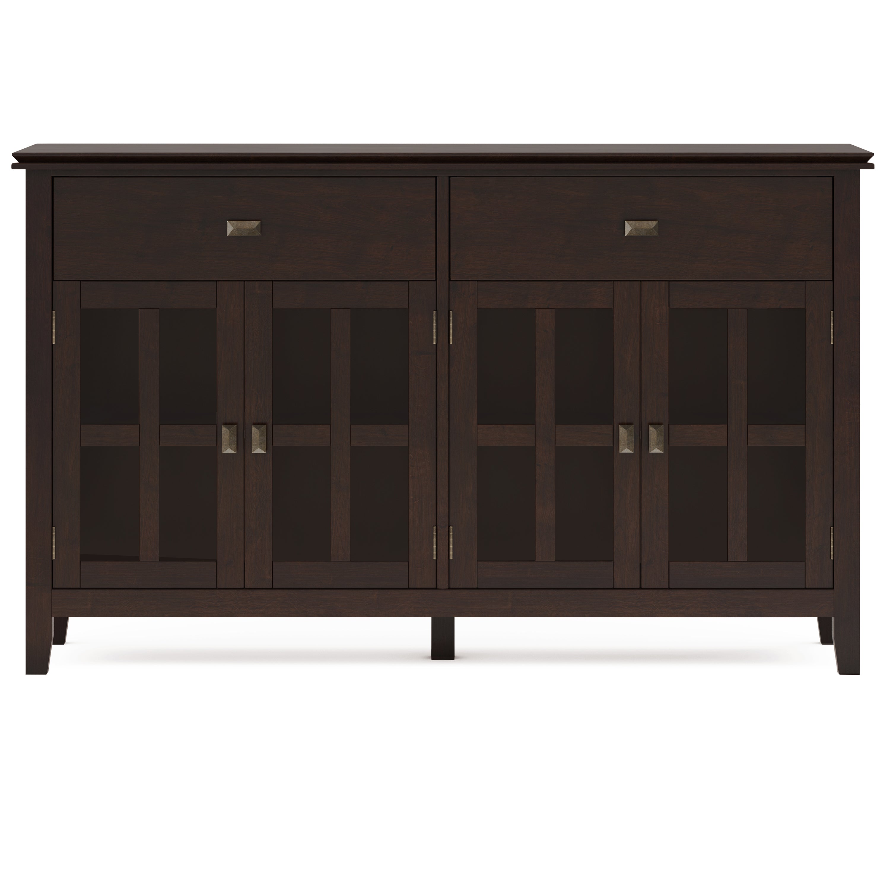 Artisan Solid Wood Large 4 Door Sideboard Buffet in Dark Chestnut