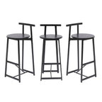 27''H Barstool Set of 3 Wooden Round Bar Stools with Footrest