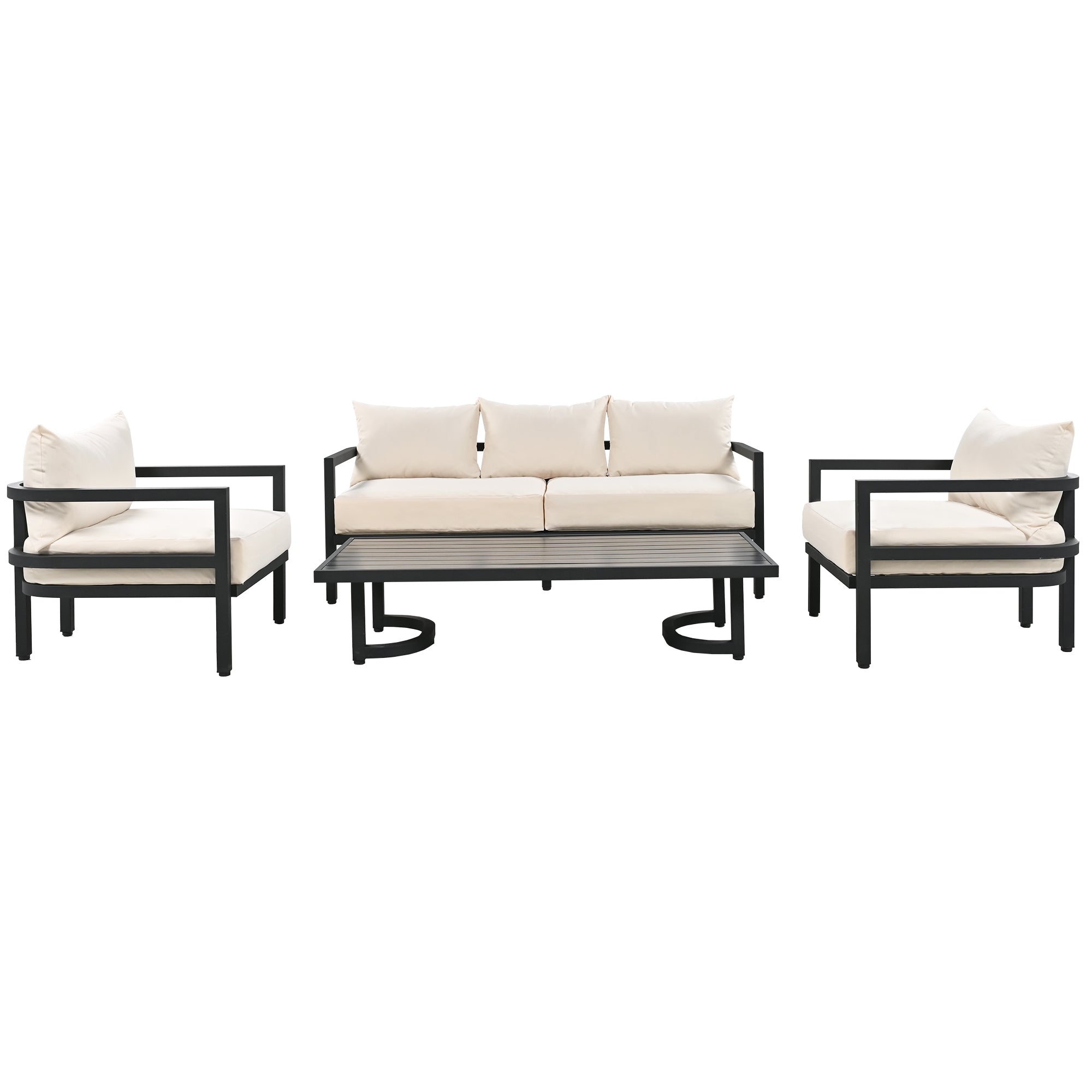 U_Style Multi-Person Outdoor Steel Sofa Set with Coffee Table