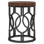 20" Round Industrial Side Table with Metal Openwork Frame