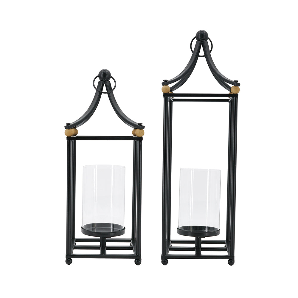 Set of 2 Arched Iron Lanterns